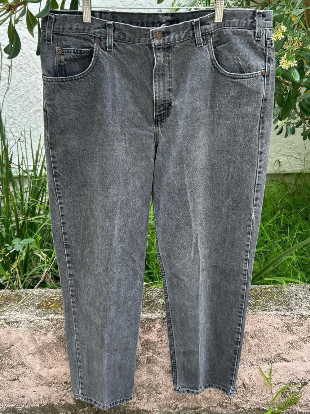 Vintage 90s GAP Black Gray Wash Jeans 40x29 Made in USA Straight Leg Denim